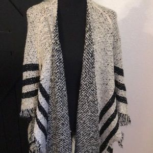Gray and Black striped Poncho